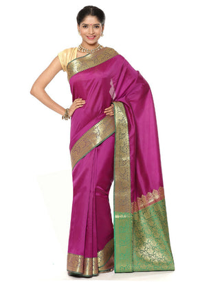 Purple Silk Saree With Blouse Piece - Indian Silk House Agencies