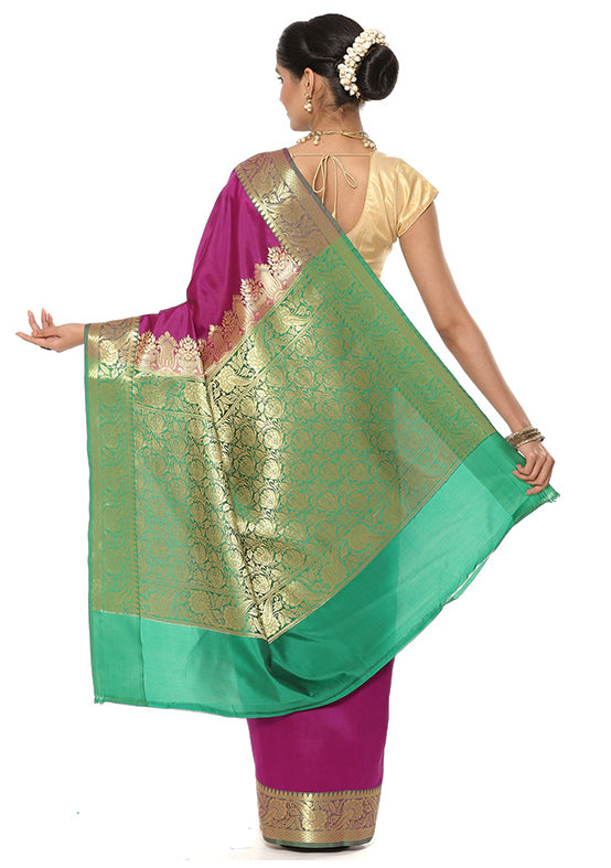 Purple Silk Saree With Blouse Piece - Indian Silk House Agencies