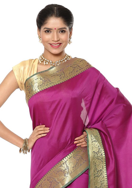 Purple Silk Saree With Blouse Piece - Indian Silk House Agencies