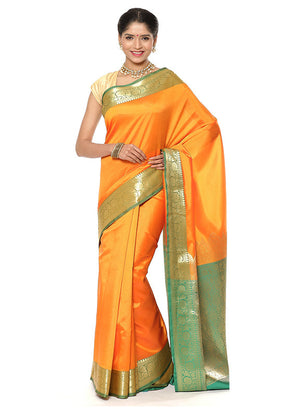 Mustard Silk Saree With Blouse Piece - Indian Silk House Agencies