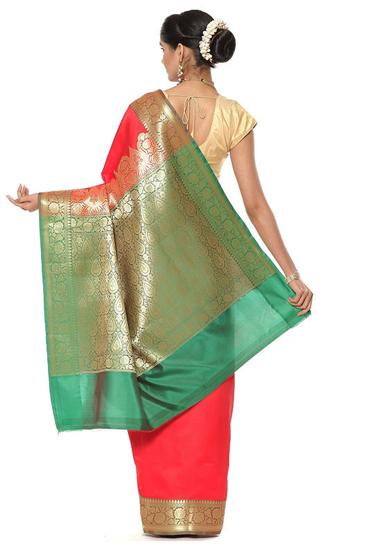 Red Silk Saree With Blouse Piece - Indian Silk House Agencies