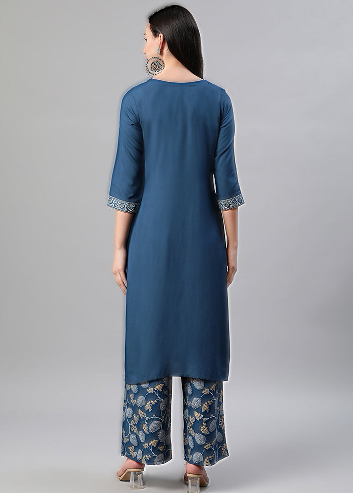 Blue Readymade Rayon Foil Print Kurti VDKSH110353 - Indian Silk House Agencies