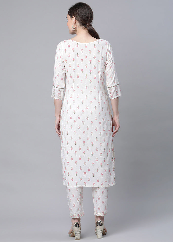 2 Pc White Cotton Straight Kurti Set VDKSH120426 - Indian Silk House Agencies