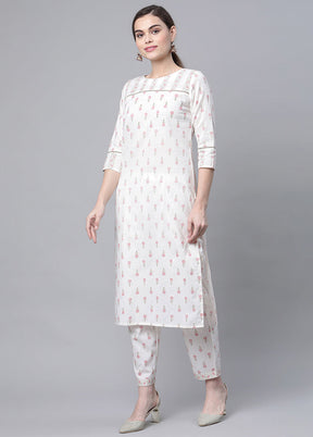 2 Pc White Cotton Straight Kurti Set VDKSH120426 - Indian Silk House Agencies