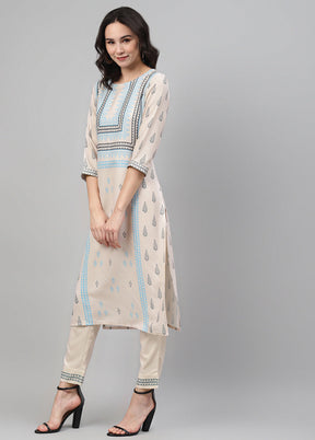 Off White Rayon Ethnic Motifs Digital Print Kurti VDKSH12042024 - Indian Silk House Agencies