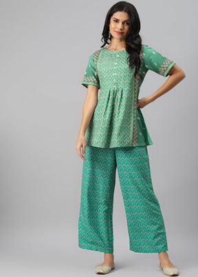 Sea Green Rayon Geometric Digital Print Kurti VDKSH12042033 - Indian Silk House Agencies