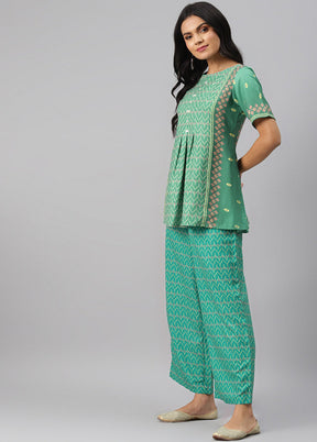 Sea Green Rayon Geometric Digital Print Kurti VDKSH12042033 - Indian Silk House Agencies