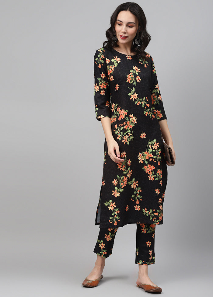 Black Rayon Floral Digital Print Kurti VDKSH12042036 - Indian Silk House Agencies