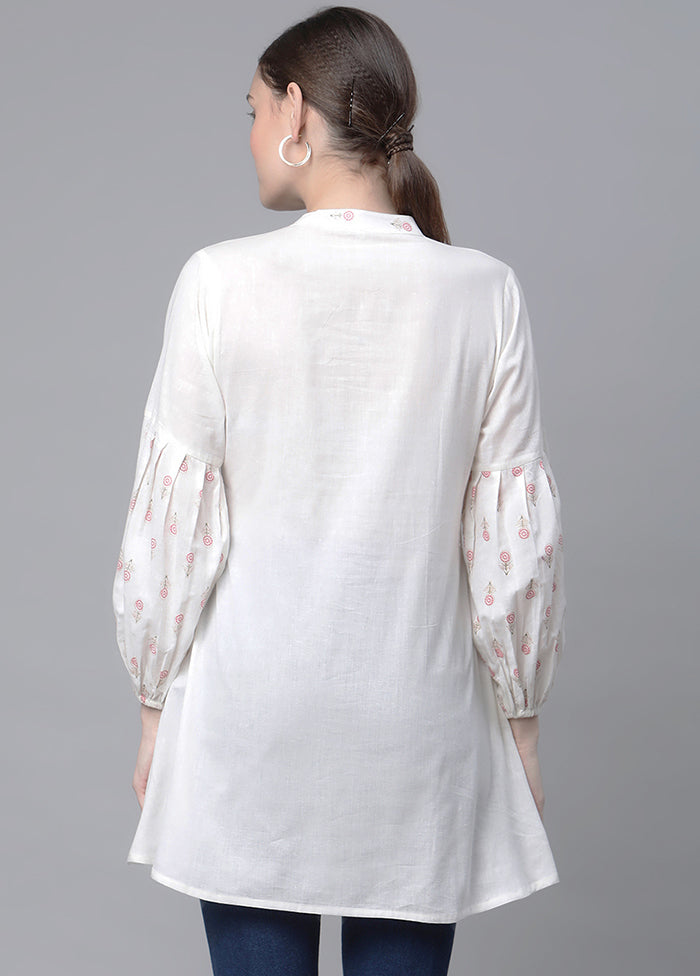 Off White Cotton Solid Tunic VDKSH12042040 - Indian Silk House Agencies