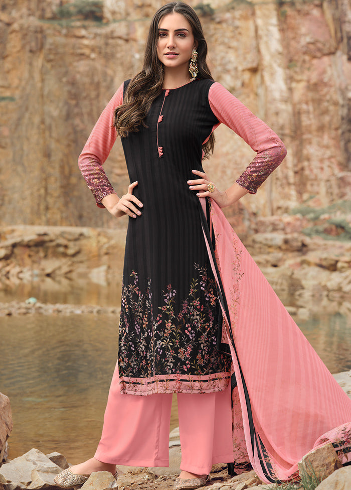 3 Pc Black Digital Unstitched Suit Set With Dupatta VDKSH169224 - Indian Silk House Agencies