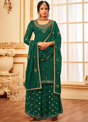 3 Pc Green Georgette Suit Set With Dupatta VDKSH810251 - Indian Silk House Agencies