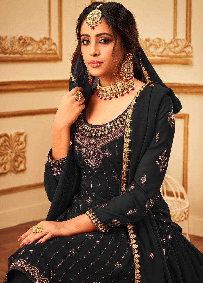 3 Pc Black Georgette Suit Set With Dupatta VDKSH810254 - Indian Silk House Agencies