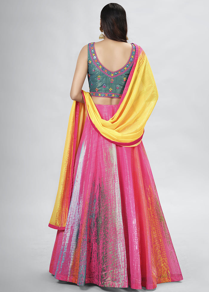 Pink Semi Stitched Lehenga Choli Set With Dupatta - Indian Silk House Agencies