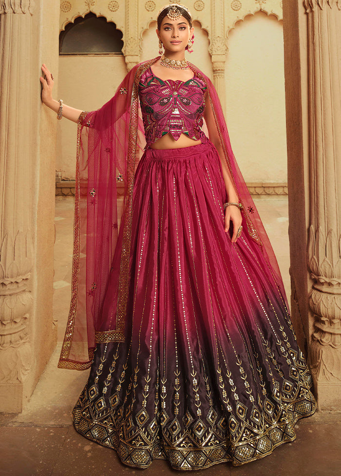 Pink Semi Stitched Lehenga Choli Set With Dupatta - Indian Silk House Agencies