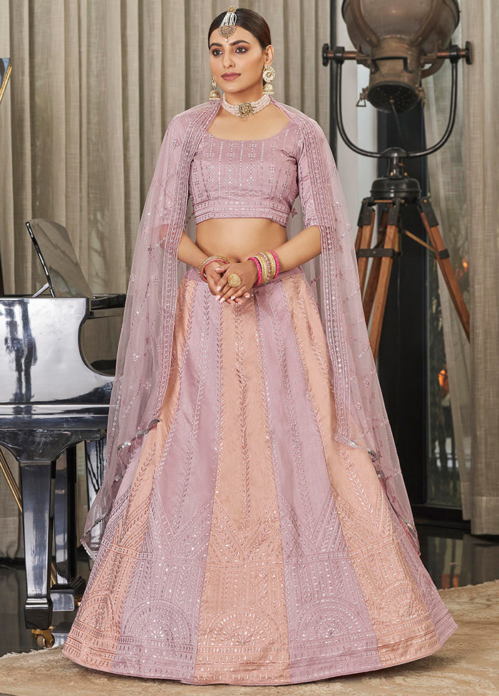 Pink Semi Stitched Lehenga Choli Set With Dupatta - Indian Silk House Agencies