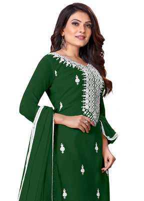 3 Pc Green Unstitched Georgette Suit Set With Dupatta VDKSH1310236 - Indian Silk House Agencies