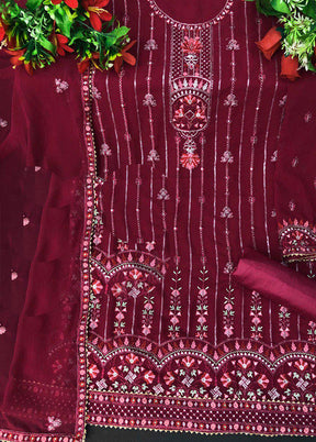 3 Pc Pink Semi Stitched Georgette Suit Set With Dupatta VDKSH211297 - Indian Silk House Agencies