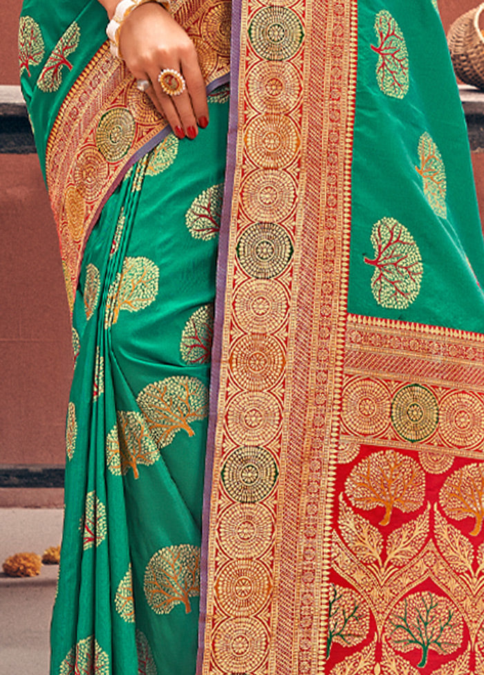 Sea Green Spun Silk Saree With Blouse Piece