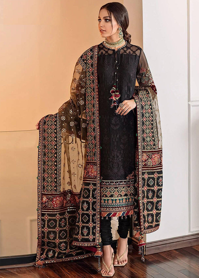 3 Pc Black Semi Stitched Georgette Suit Set VDKSH11502249 - Indian Silk House Agencies