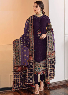 3 Pc Purple Semi Stitched Georgette Suit Set VDKSH11502251 - Indian Silk House Agencies