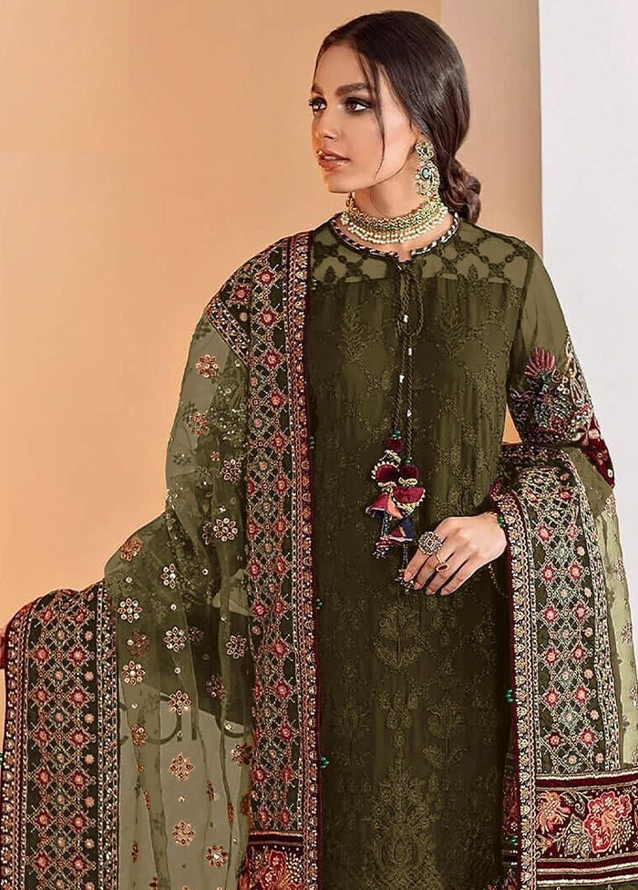 3 Pc Green Semi Stitched Georgette Suit Set VDKSH11502254 - Indian Silk House Agencies