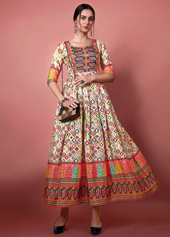 Multicolor Readymade Chinon Kurti VDKSH22702244 - Indian Silk House Agencies