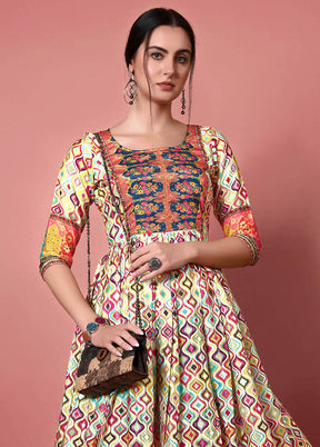 Multicolor Readymade Chinon Kurti VDKSH22702244 - Indian Silk House Agencies