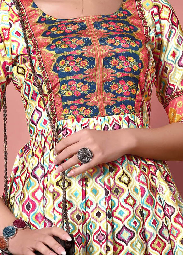 Multicolor Readymade Chinon Kurti VDKSH22702244 - Indian Silk House Agencies