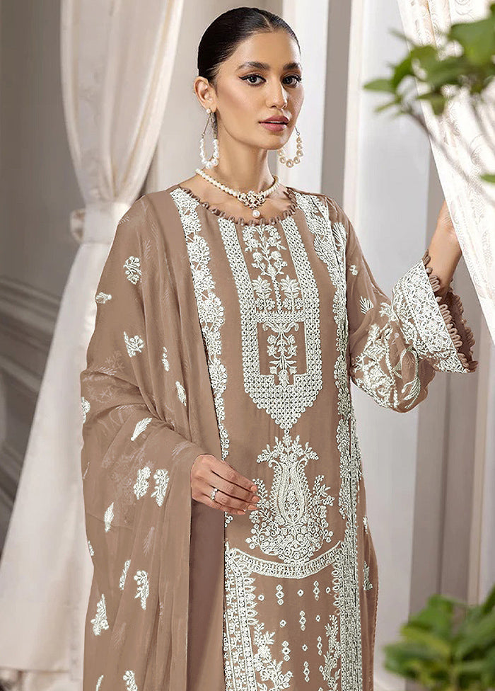 3 Pc Semi Stitched Georgette Suit Set With Dupatta VDKSH12702245 - Indian Silk House Agencies