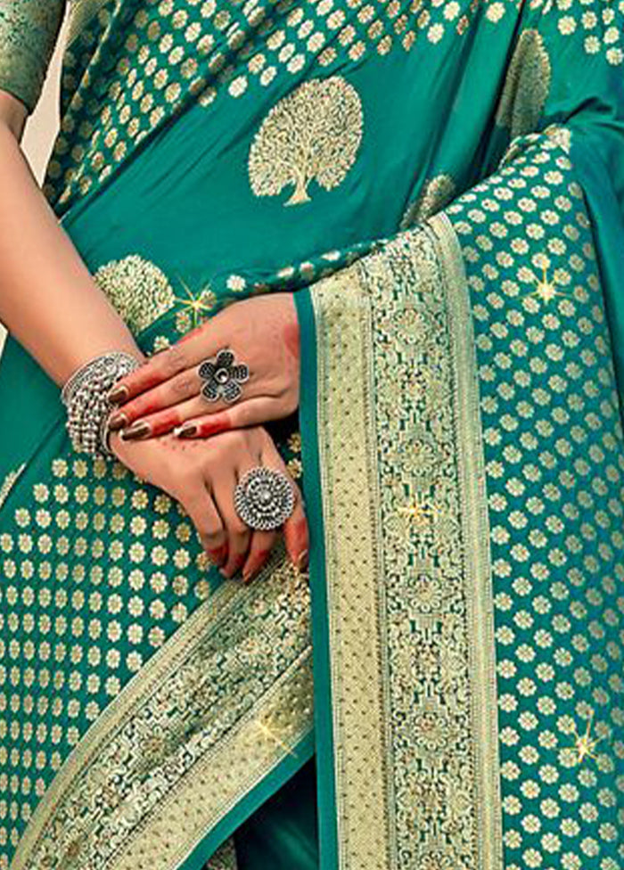 Sea Green Spun Silk Saree With Blouse Piece