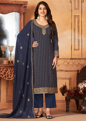 3 Pc Semi Stitched Georgette Suit Set With Dupatta VDKSH12702237 - Indian Silk House Agencies