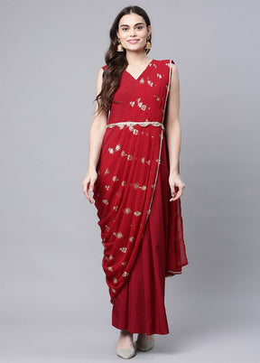 Maroon Readymade Silk Woven Kurti VDKSH1403234 - Indian Silk House Agencies