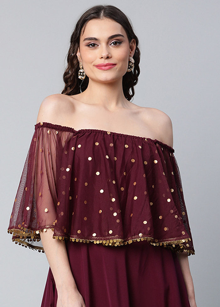 Wine Readymade Silk Woven Kurti VDKSH1403237 - Indian Silk House Agencies