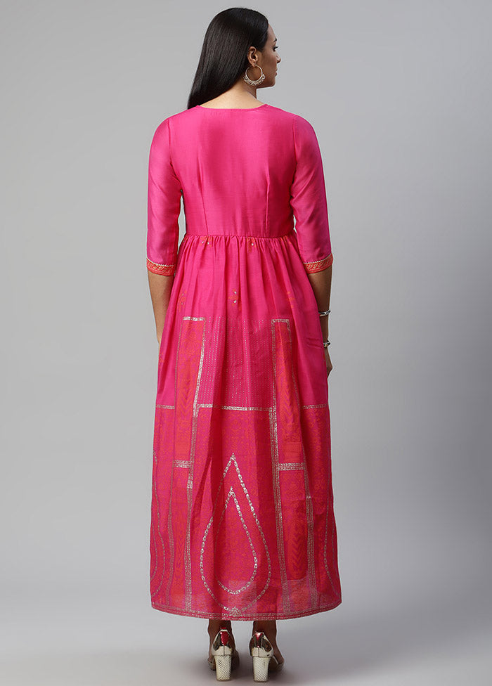 Pink Readymade Silk Woven Kurti VDKSH1403240 - Indian Silk House Agencies