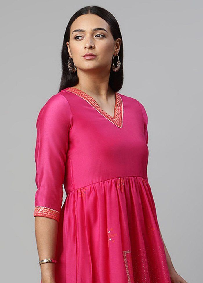 Pink Readymade Silk Woven Kurti VDKSH1403240 - Indian Silk House Agencies