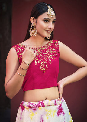 Pink Semi Stitched Embroidered Lehenga Choli Set With Dupatta - Indian Silk House Agencies