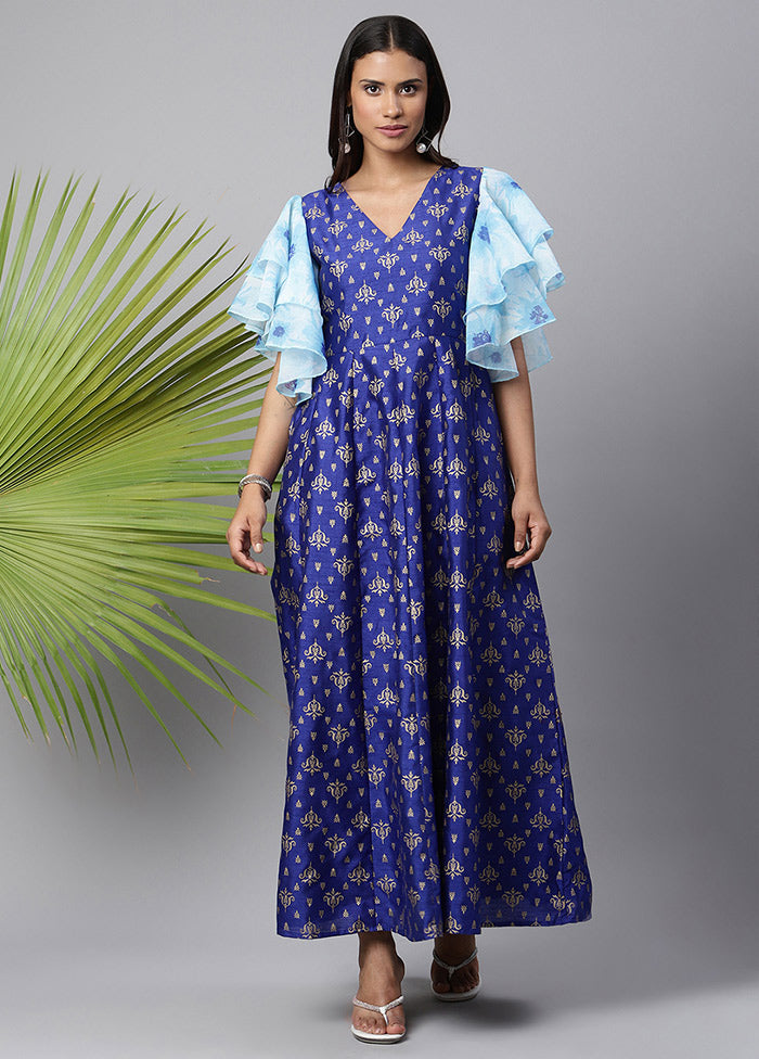 Royal blue Readymade Silk Woven Kurti VDKSH1403269 - Indian Silk House Agencies