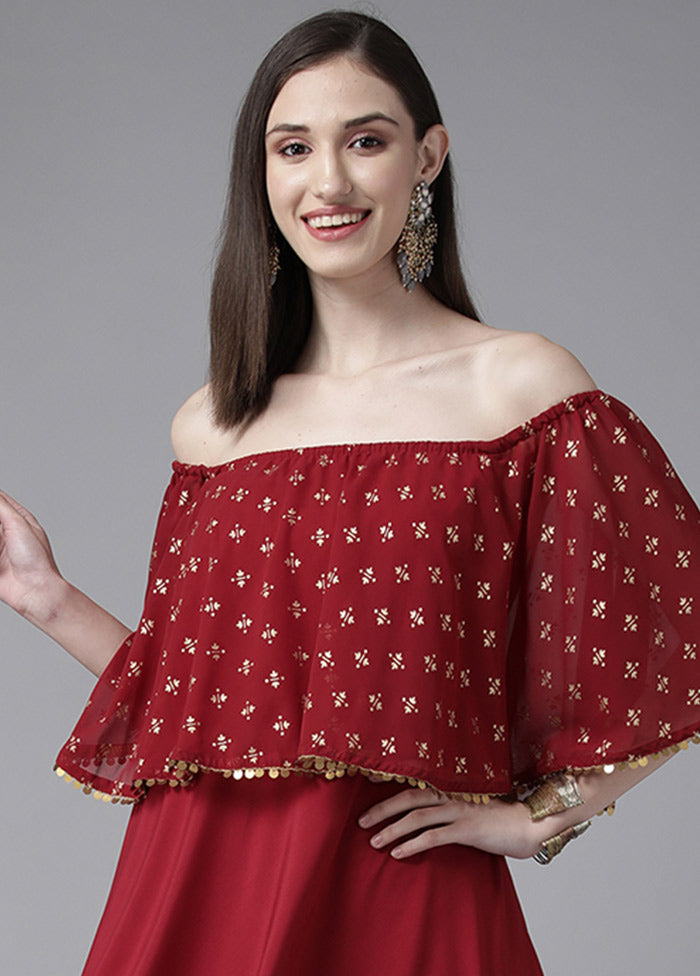 Maroon Readymade Silk Woven Kurti VDKSH1403272 - Indian Silk House Agencies