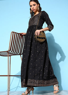 Black Readymade Silk Woven Kurti VDKSH1403274 - Indian Silk House Agencies