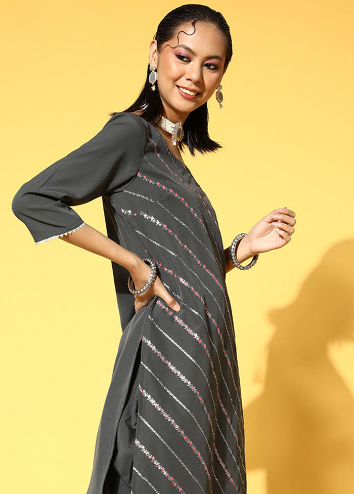 Grey Readymade Silk Woven Kurti VDKSH1403289 - Indian Silk House Agencies