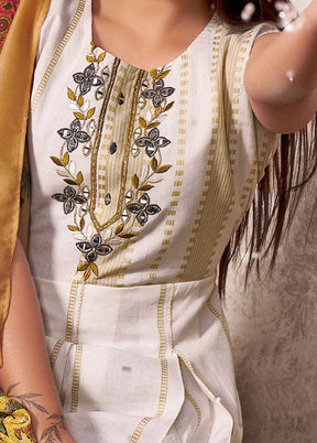 Off White Readymade Silk Woven Kurti VDKSH1403296 - Indian Silk House Agencies