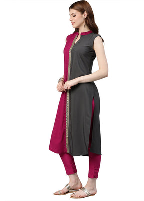 2 Pc Pink Readymade Silk Kurti Set VDKSH1403302 - Indian Silk House Agencies