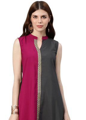 2 Pc Pink Readymade Silk Kurti Set VDKSH1403302 - Indian Silk House Agencies