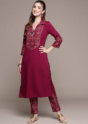 2 Pc Maroon Readymade Silk Kurti Set VDKSH1403307 - Indian Silk House Agencies