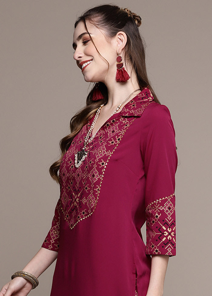 2 Pc Maroon Readymade Silk Kurti Set VDKSH1403307 - Indian Silk House Agencies