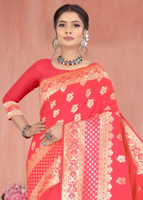 Orange Spun Silk Saree With Blouse Piece - Indian Silk House Agencies