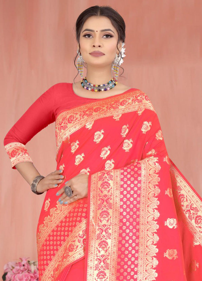 Orange Spun Silk Saree With Blouse Piece - Indian Silk House Agencies