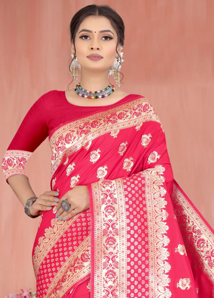 Pink Spun Silk Saree With Blouse Piece - Indian Silk House Agencies