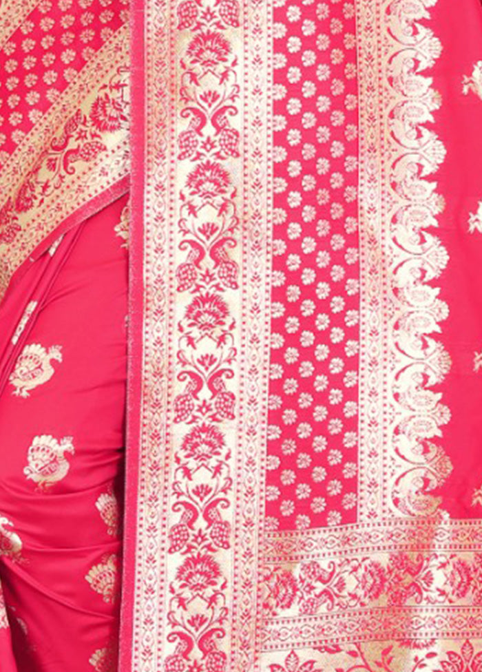 Pink Spun Silk Saree With Blouse Piece - Indian Silk House Agencies