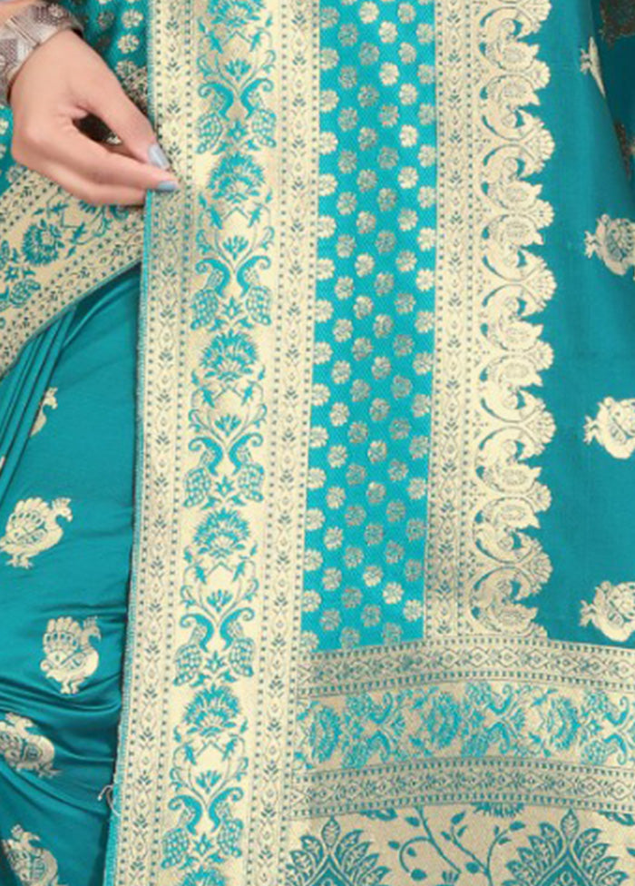 Sea Green Spun Silk Saree With Blouse Piece - Indian Silk House Agencies